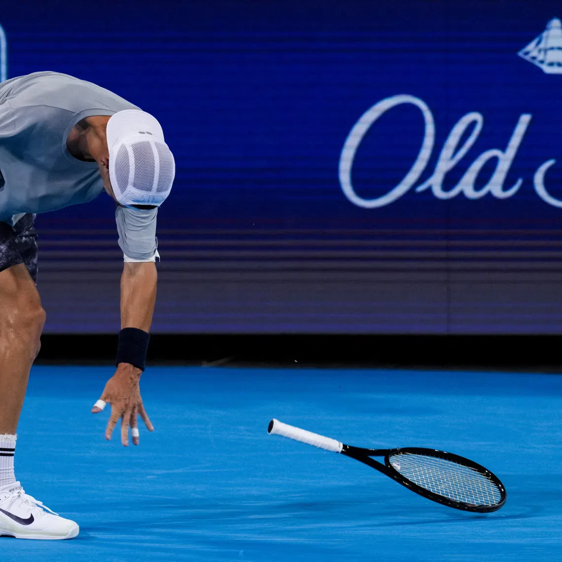 FILE PHOTO: Aug 17, 2026; Mason, OH, USA;  Terence Atmane (FRA) tosses his racket during the match against Alexander Zverev (GER) during the Cincinnati Open at Lindner Family Tennis Center. Mandatory Credit: Aaron Doster-Imagn Images/File Photo