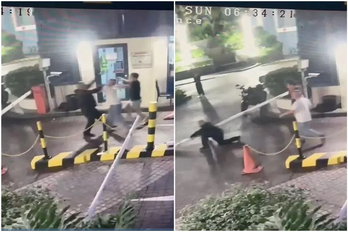 Two men were seen attacking security supervisor Suraskumar at City Square Residences early on Sunday morning.