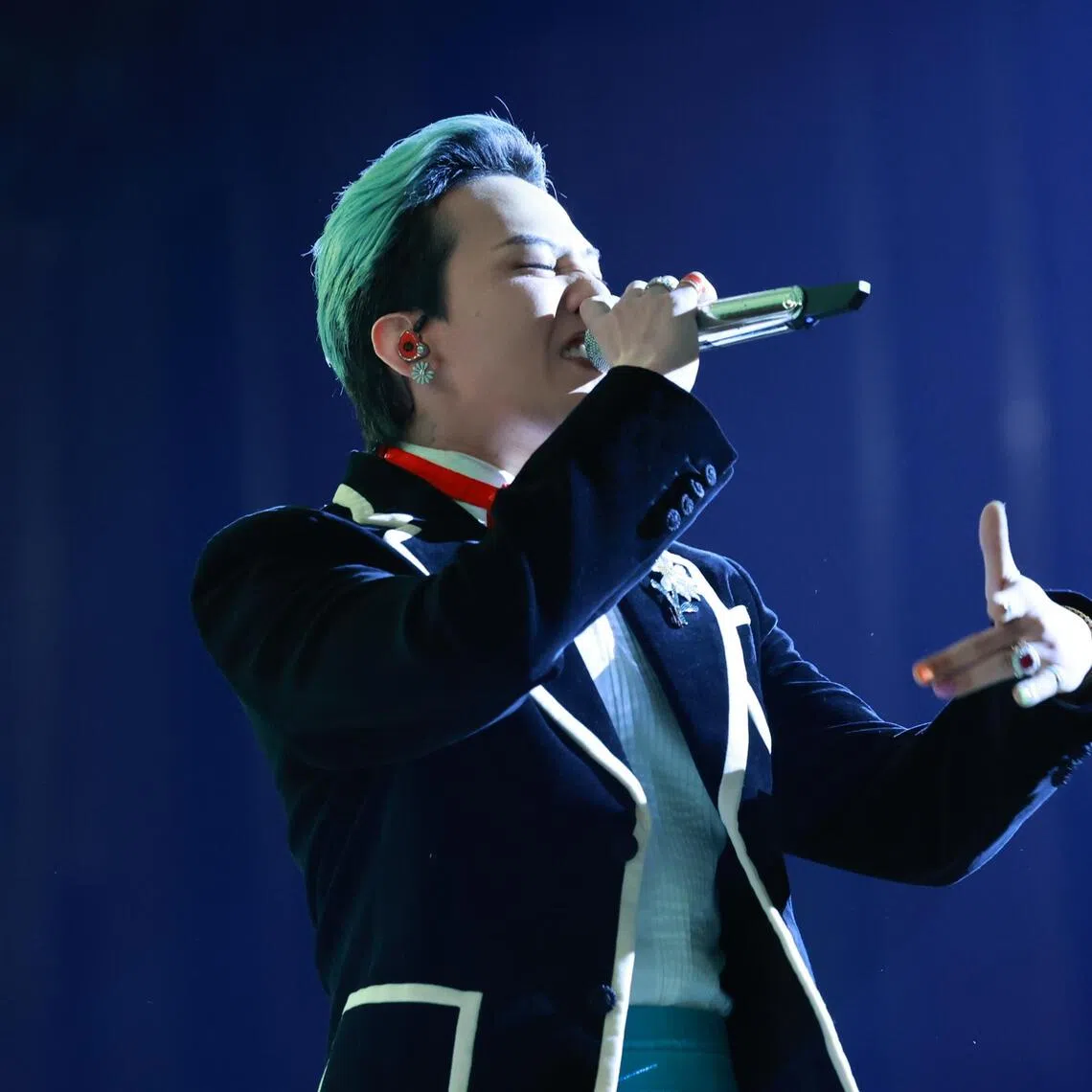 K-pop star G-Dragon performs during the gala dinner of the 2025 Apec at the Lahan Select hotel in the southeastern city of Gyeongju, South Korea.