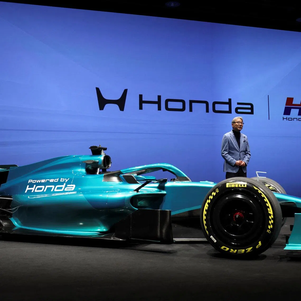Honda CEO Toshihiro Mibe speaks during a joint press conference with Aston Martin Aramco Formula One Team Executive Chairman Lawrence Stroll and Formula One Group President and F1 CEO Stefano Domenicali, on their partnership launch announcement in Tokyo, Japan, January 20, 2026.   REUTERS/Issei Kato