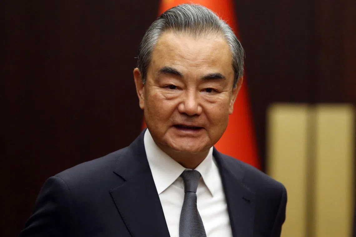 China's newly appointed Foreign Minister Wang Yi attends a meeting with his Turkish counterpart , in Ankara, on July 26, 2023. Wang Yi this week returns as China's foreign minister, stepping into a job he held for almost a decade in the face of the month-long absence of deposed diplomat Qin Gang. (Photo by POOL / AFP)