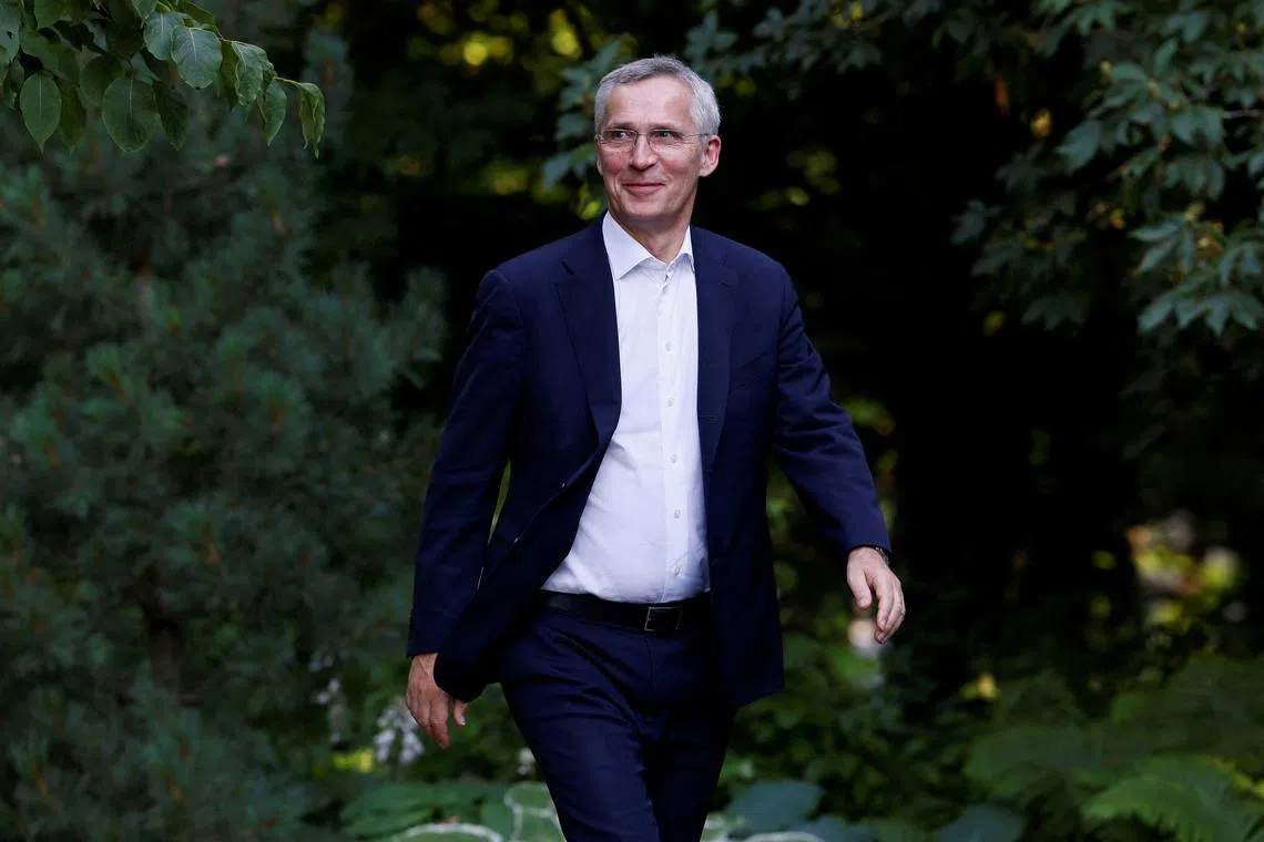 FILE PHOTO: NATO Secretary-General Jens Stoltenberg arrives to Rideau Cottage, Ottawa, Ontario, Canada June 19, 2024. REUTERS/Blair Gable/File Photo