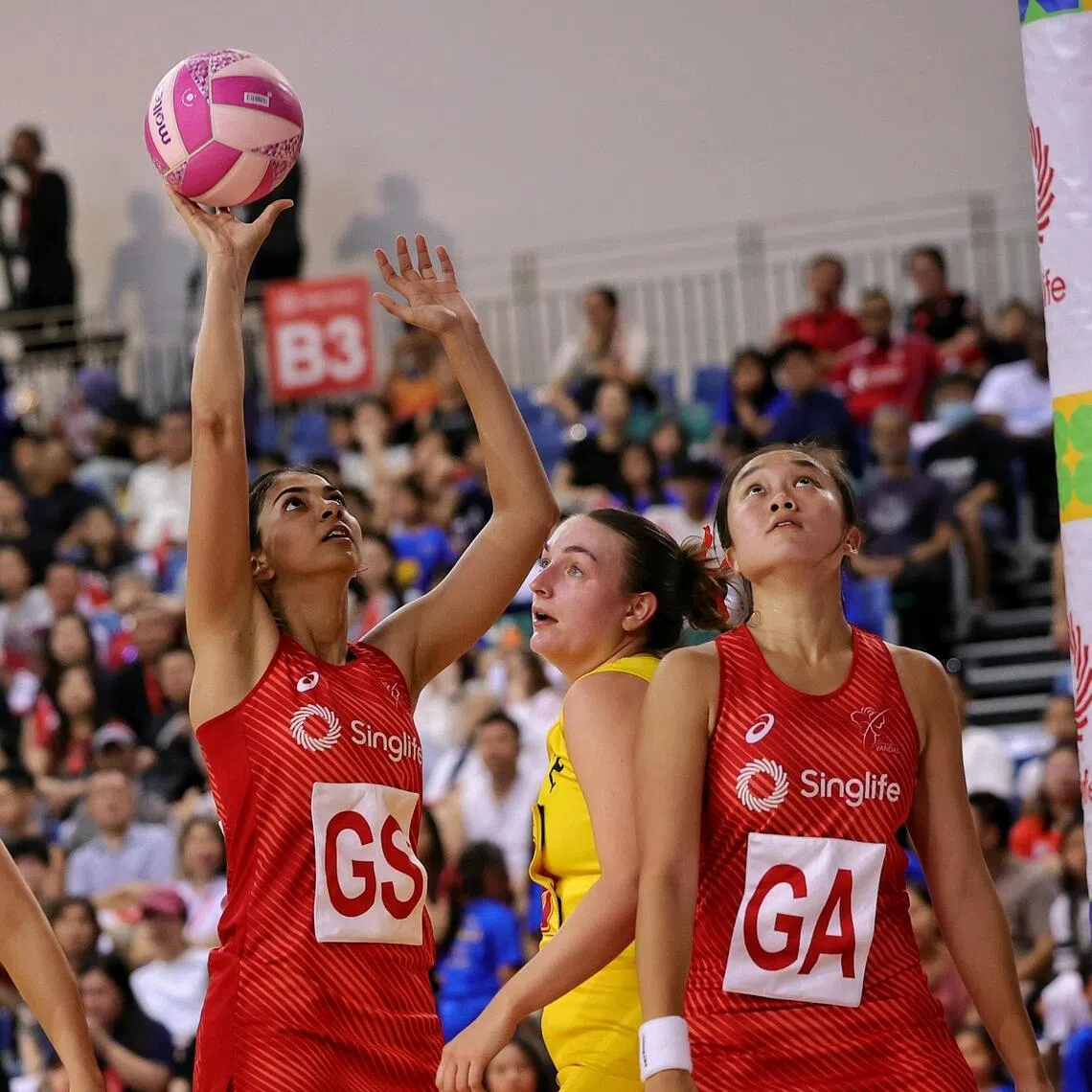Singapore's Amandeep Kaur Chahal scoring one of her 37 goals against Isle of Man in the opening match of Singlife Nations Cup on Nov 2.