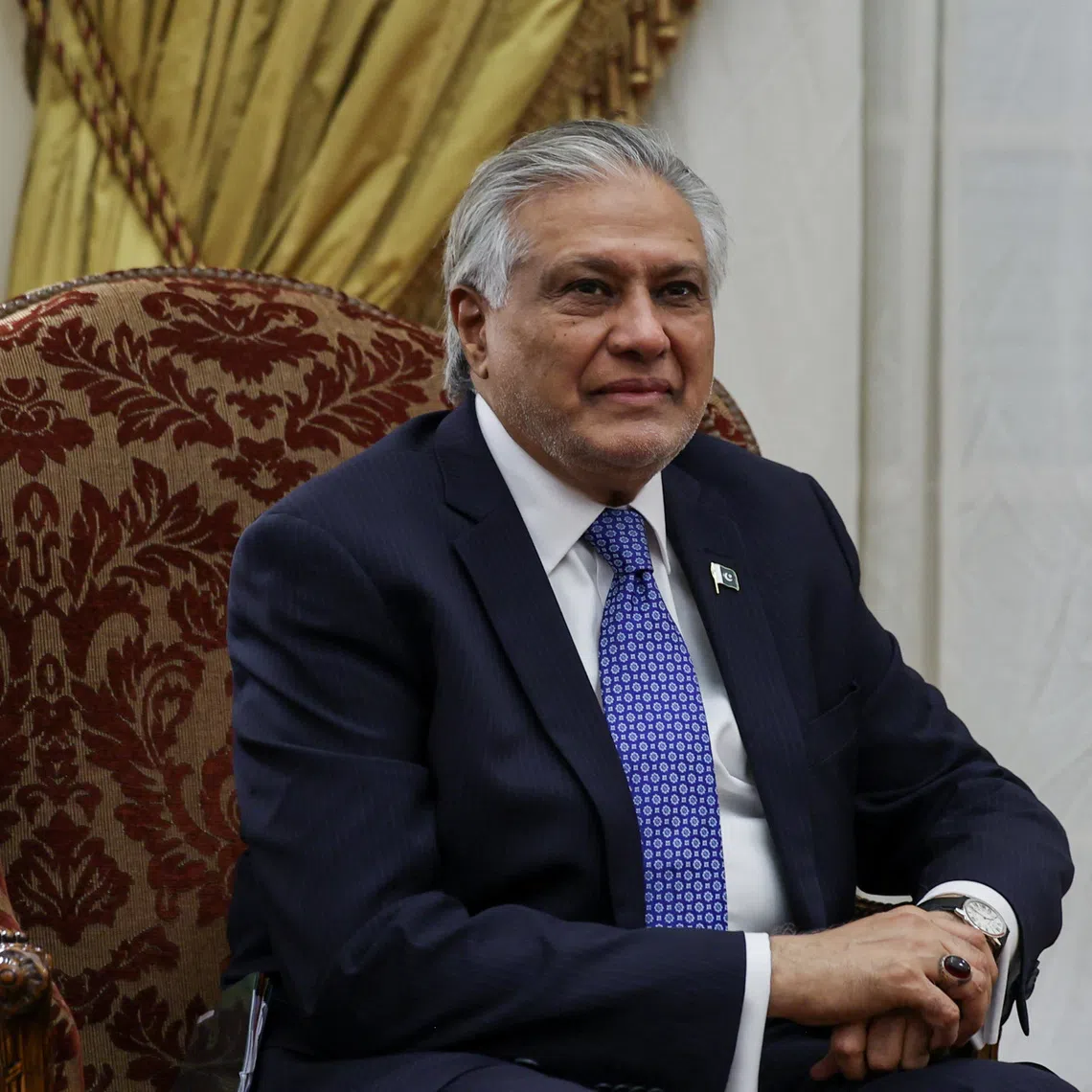 Pakistan's Deputy Prime Minister, and Minister for Foreign Affairs, Mohammad Ishaq Dar attends a meeting with Egyptian Foreign Minister Badr Abdelatty to discuss stability in the region following an interim deal between the U.S. and Iran, at Tahrir Palace in Cairo, Egypt June 21, 2026. REUTERS/Amr Abdallah Dalsh