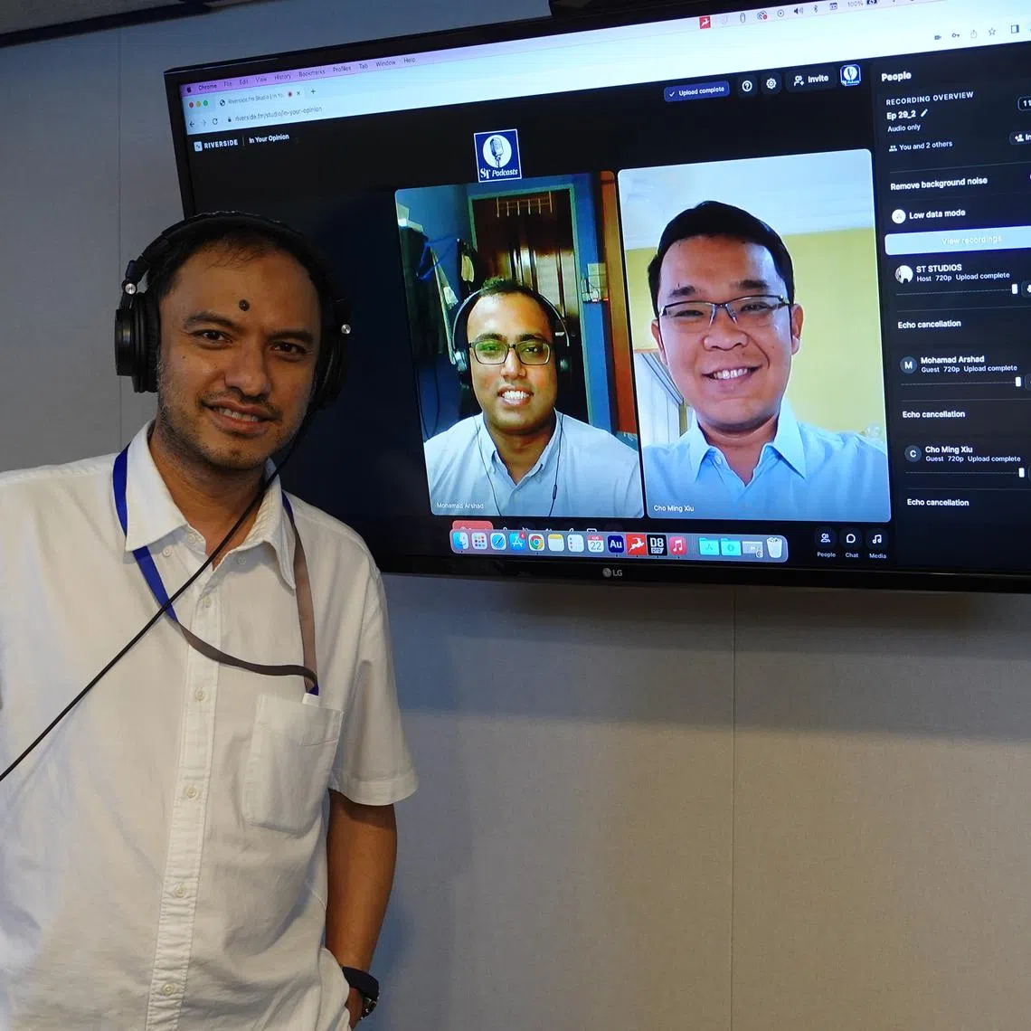(From left) Podcast Editor Ernest Luis, Sales development executive, Mr Mohamad Arshad and Founder & Executive Director, Campus PSY, Mr Cho Ming Xiu.
