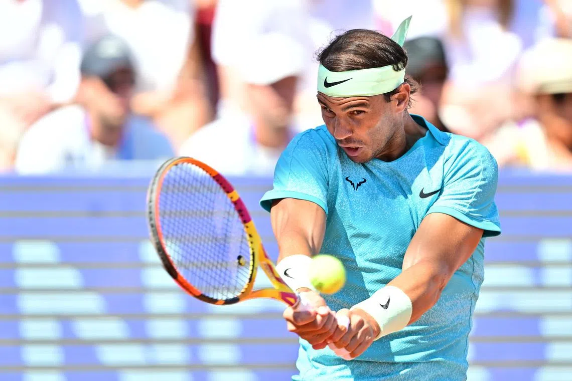 Rafael Nadal during the final against Portugal's Nuno Borges at the Swedish Open.