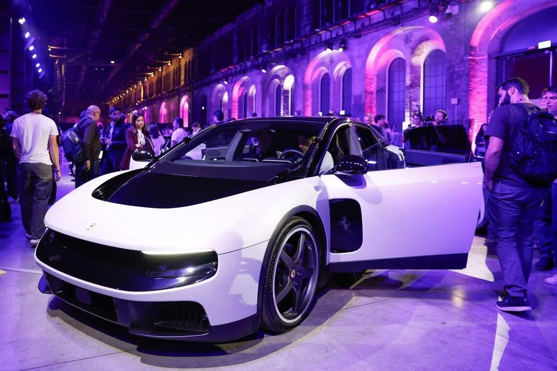 A Ferrari Luce all-electric vehicle at the Wave by Vento tech conference in Turin, Italy, on Wednesday, Oct. 7, 2026. Wave is formerly Italian Tech Week. Photographer: Giuliano Berti/Bloomberg