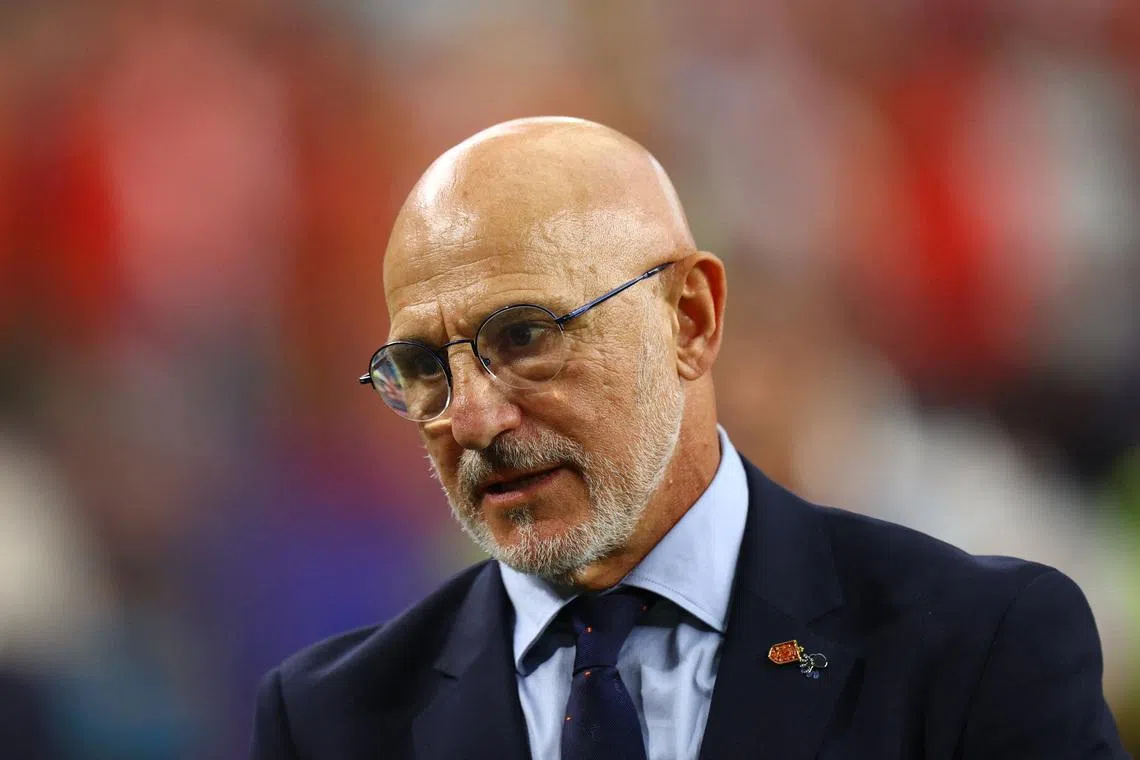Soccer Football - FIFA World Cup 2026 - Round of 16 - Portugal v Spain - Dallas Stadium, Arlington, Texas, U.S. - July 6, 2026 Spain coach Luis De La Fuente after the match as Spain qualify for the quarter finals of the World Cup REUTERS/Hannah Mckay