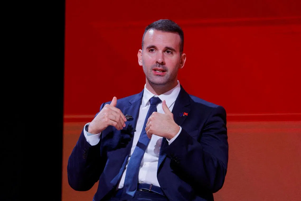 FILE PHOTO: Montenegro's Prime Minister Milojko Spajic attends the opening day of Bled Strategic Forum in Bled, Slovenia September 1, 2025. REUTERS/Borut Zivulovic/File Photo