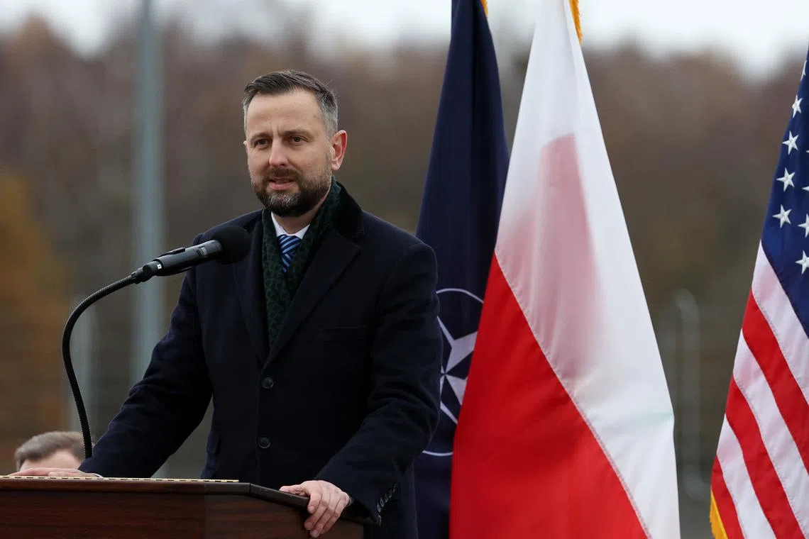 Poland's Defence Minister Wladyslaw Kosiniak-Kamysz speaks during the inauguration of the American ballistic missile defence base to be integrated into the \"Aegis Ashore\" missile defense system, in Redzikowo, Poland, November 13, 2024. REUTERS/Kacper Pempel