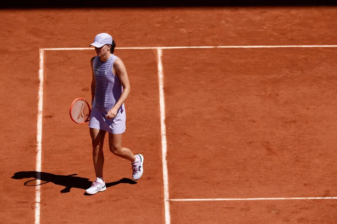 Poland's Iga Swiatek during her second round match against Czech Republic's Sara Bejlek, Tennis, French Open, Roland Garros, Paris, France on May 27, 2026. REUTERS/Benoit Tessier