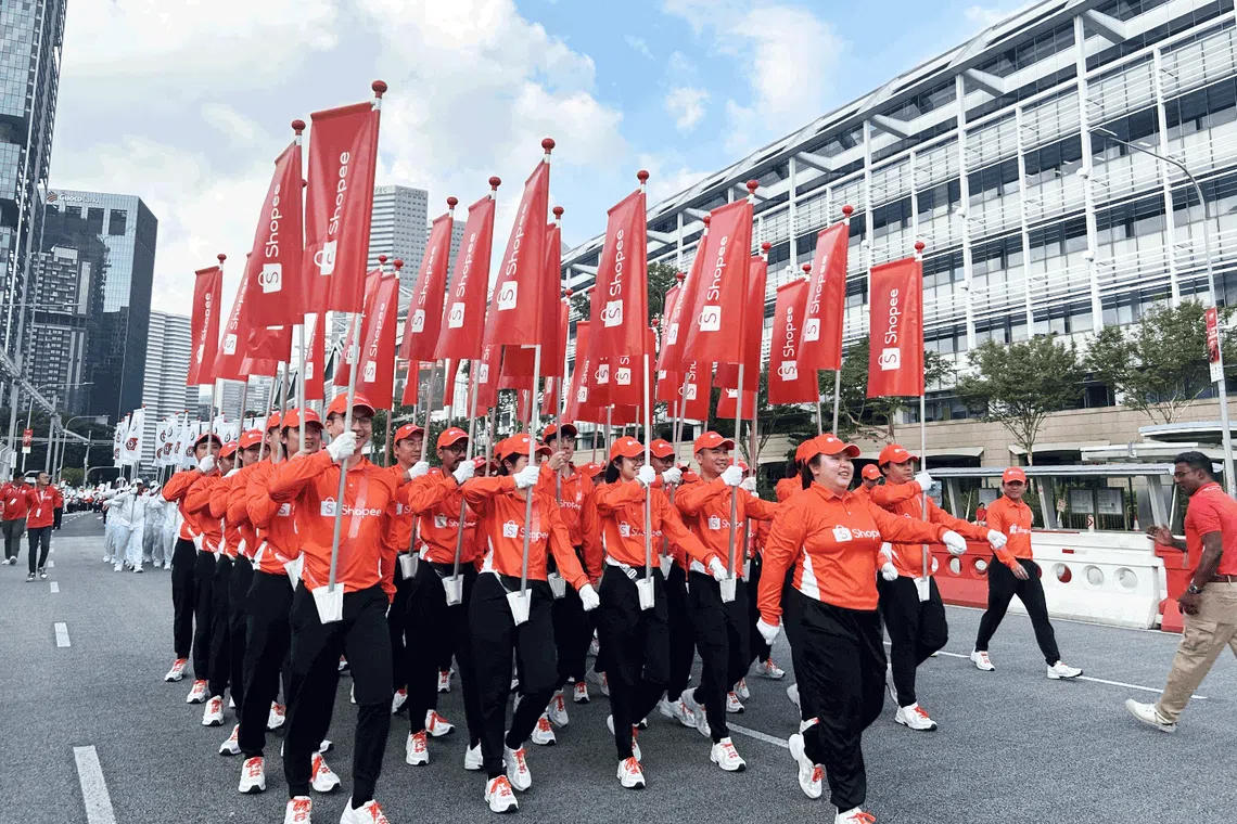 shopee ndp rehearsal led by contingent commander lee kai theng, product management specialist