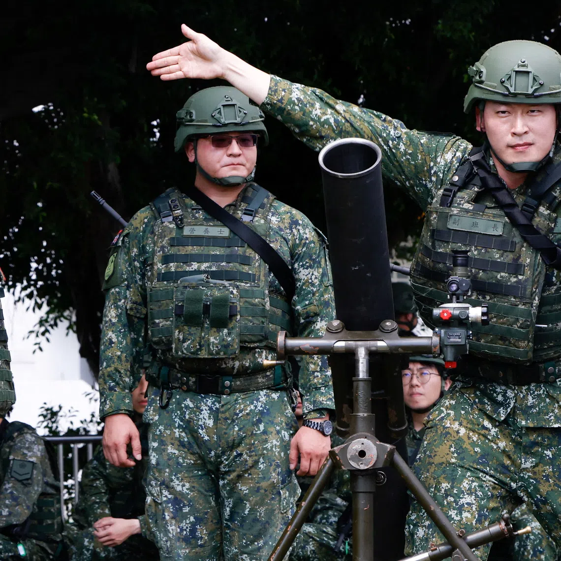 Taiwanese military reservists from a mortar battalion of the Taipei City Reserve Brigade take part in a training exercise in Taipei, Taiwan, August 5, 2026. REUTERS/Ann Wan