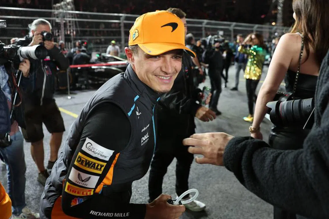 Formula One F1 - Las Vegas Grand Prix - Las Vegas Strip Circuit, Las Vegas, Nevada, U.S - November 18, 2023 McLaren's Lando Norris before the race REUTERS/Mike Blake/File Photo