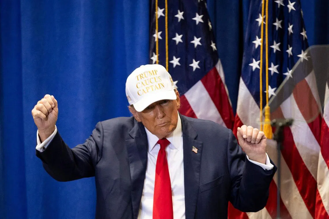 Trump holds an overwhelming lead in polls ahead of Republican presidential caucuses in the Midwestern state of Iowa.