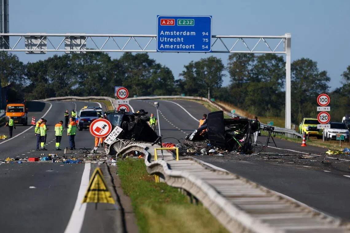 The A28 highway was closed in both directions following the accident.