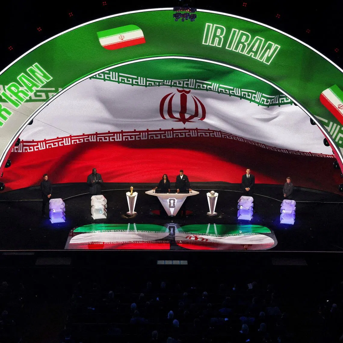 FILE PHOTO: Soccer Football - FIFA World Cup 2026 - FIFA World Cup 2026 Draw - John F. Kennedy Center for the Performing Arts, Washington, D.C., U.S. - December 5, 2025 General view as Draw Assistant Shaquille O'Neal draws Iran during the FIFA World Cup 2026 draw REUTERS/Carlos Barria/File Photo