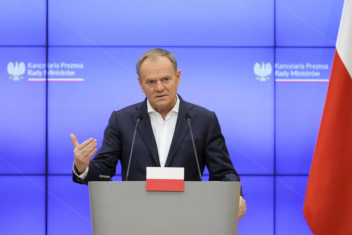 Polish Prime Minister Donald Tusk said at a press conference with Ukrainian President Volodymyr Zelensky that Russia had planned terror attacks "against airlines all over the world."