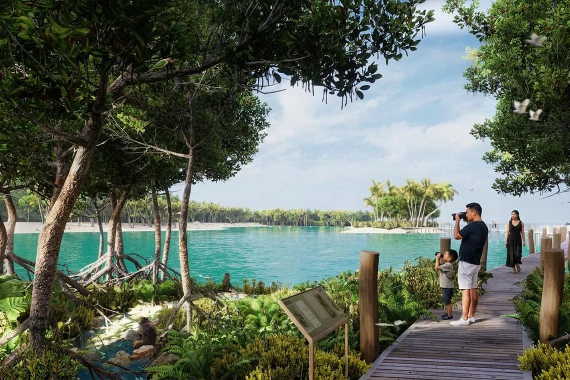 Coastal protection measures will be put in place, including a floating boardwalk connecting islets.