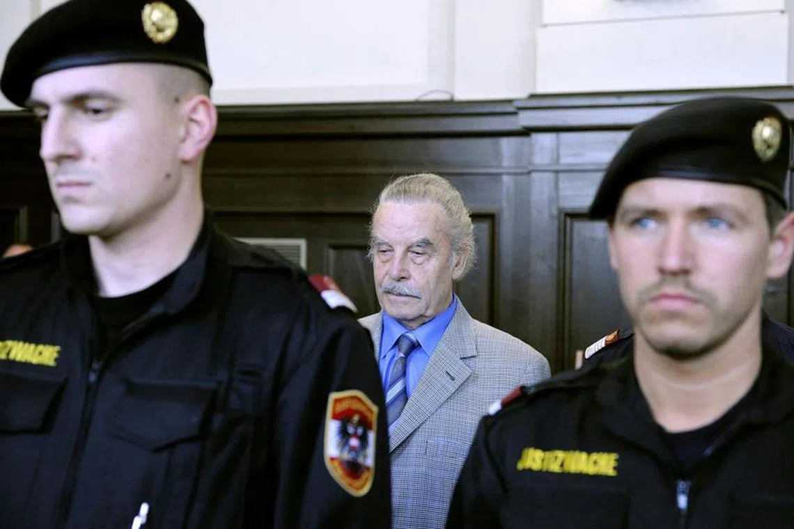 FILE PHOTO: Defendant Josef Fritzl is pictured during proceedings on the last day the last day of his trial at the court of law in Sankt Poelten in Austria's province of Lower Austria March 19, 2009. REUTERS/POOL/Robert Jaeger/File Photo
