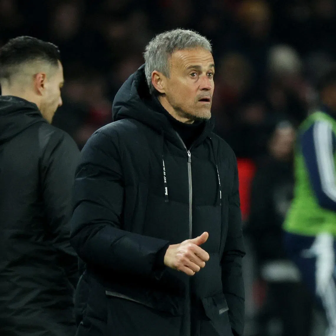 Soccer Football - Ligue 1 - Paris St Germain v Paris FC - Parc des Princes, Paris, France - January 4, 2026 Paris St Germain coach Luis Enrique reacts REUTERS/Catherine Steenkeste