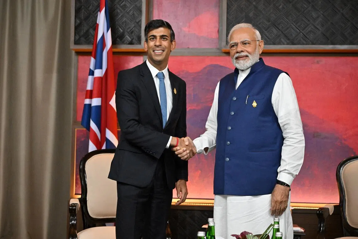 It was the first meeting between British PM Rishi Sunak (left) and India's PM Narendra Modi.