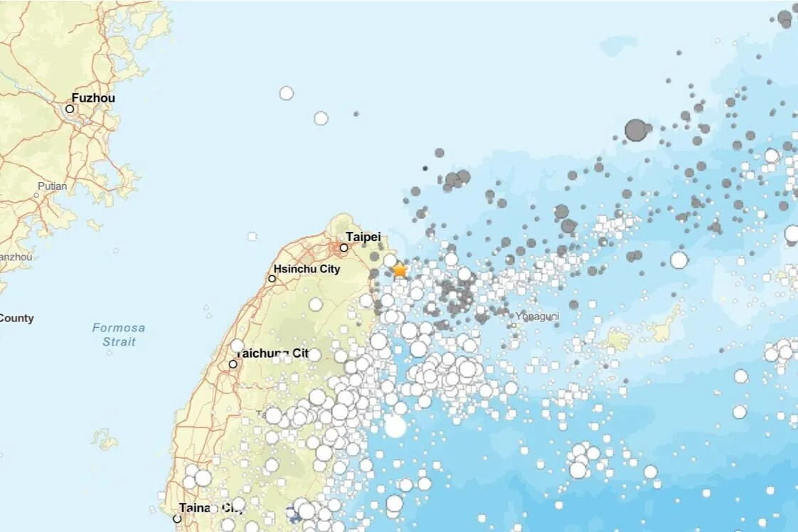 The quake hit at 8.39pm local time at a depth of 97km, off the small island of Yilan in north-eastern Taiwan, according to data from the US Geological Survey.