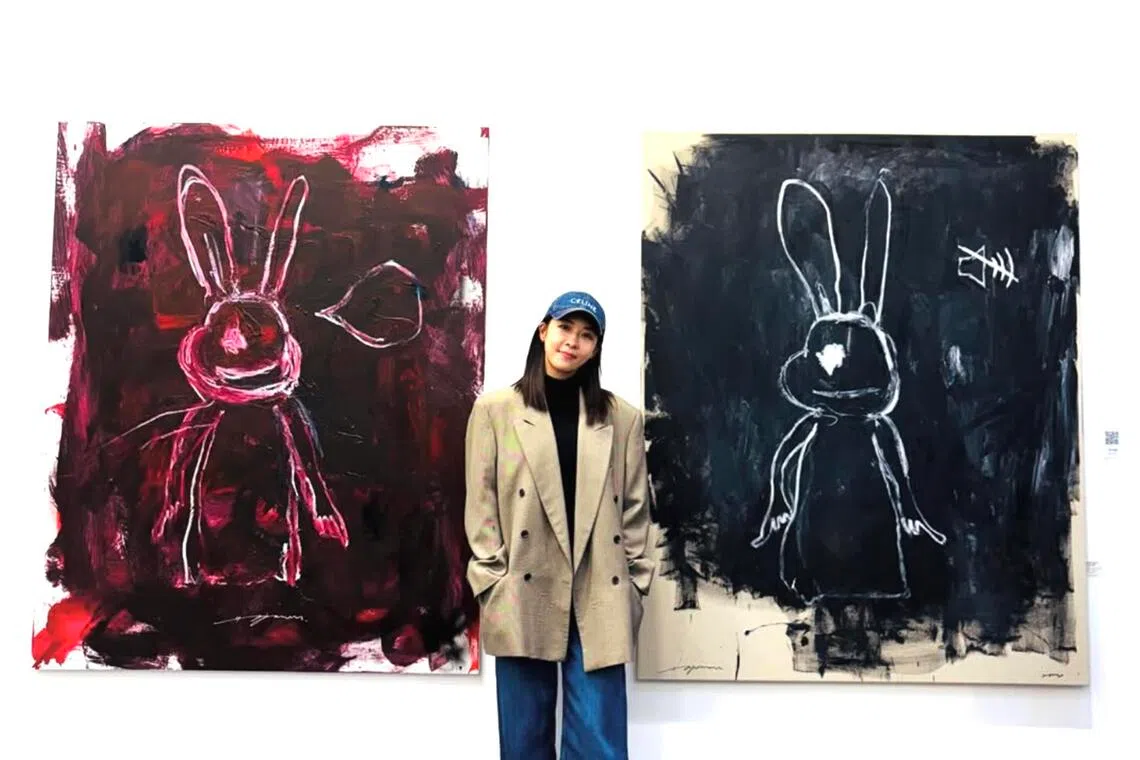 South Korean actress-turned-artist Ha ji-won with her Talking Rabbit series in November 2024. 