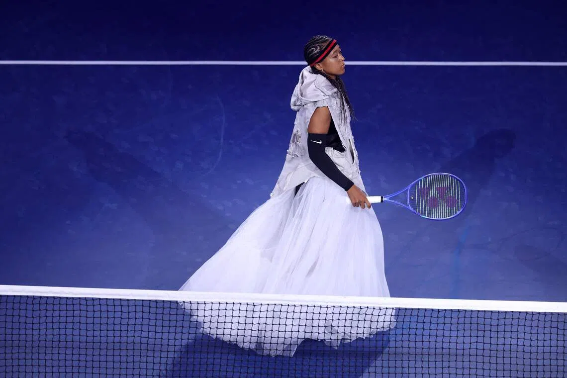 NEW YORK, NEW YORK - AUGUST 31: Naomi Osaka of Japan walks onto the court against Anastasia Zakharova during their Women's Singles First Round match on Day Two of the 2026 US Open at USTA Billie Jean King National Tennis Center on August 31, 2026 in the Flushing neighborhood of the Queens borough of New York City.   Julian Finney/Getty Images/AFP (Photo by JULIAN FINNEY / GETTY IMAGES NORTH AMERICA / Getty Images via AFP)