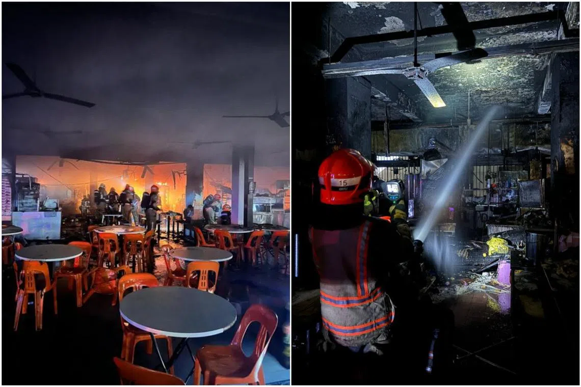 The fire likely originated from unattended cooking at one of the stalls in the coffee shop, SCDF said.