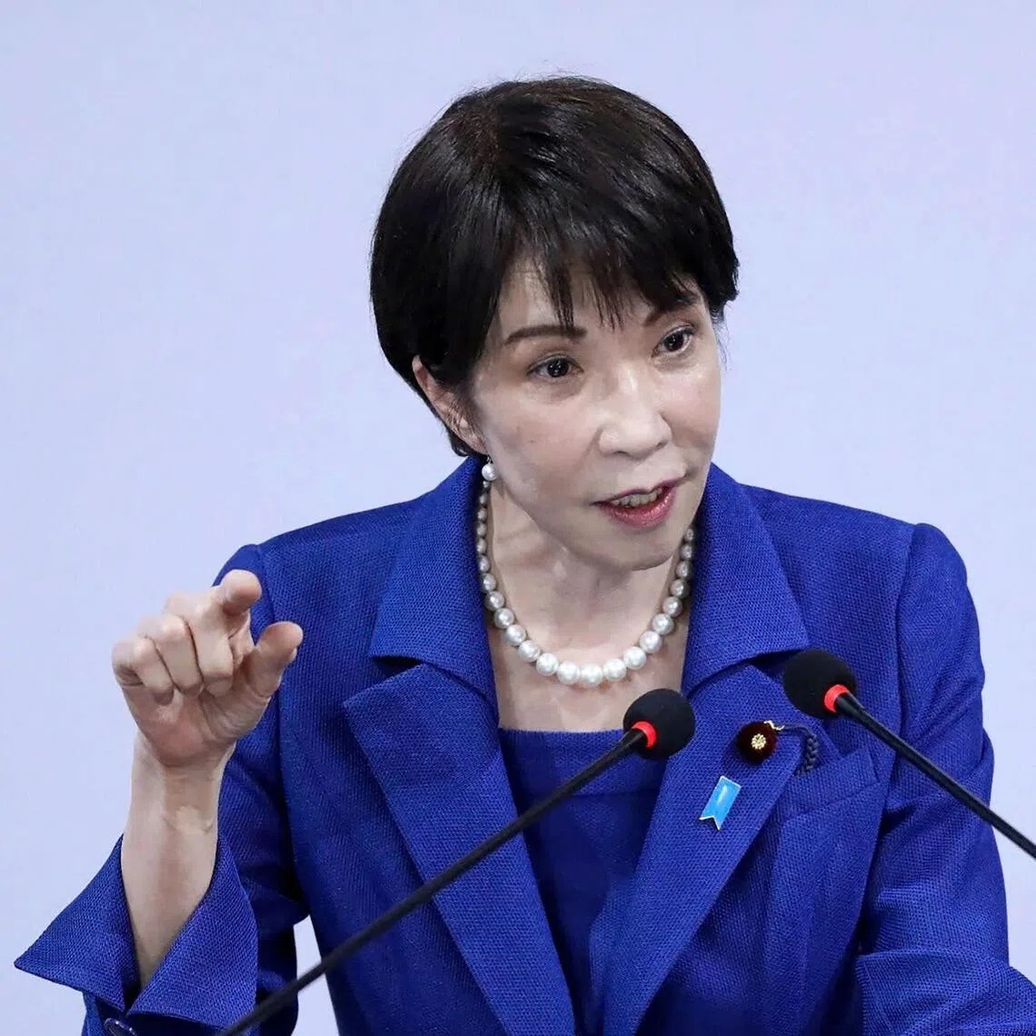 Japan's Prime Minister Sanae Takaichi speaking at the auditorium of Hanoi National University on May 2, 2026.