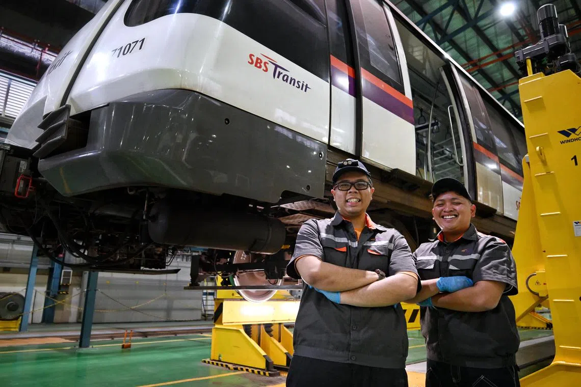 Techincians Muhd Izudin Zainuddin  (left) and Mohd Rady Sany have been undergoing extensive training to represent Singapore at the WorldSkills Competition in Lyon.