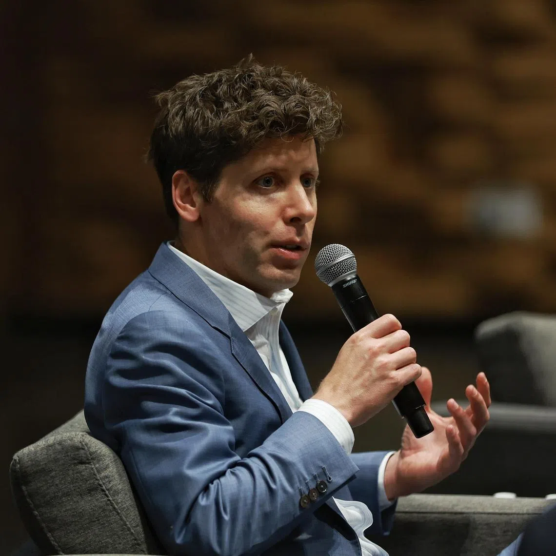 CEO of ChatGPT creator OpenAI Sam Altman speaking at a panel discussion at Singapore Management University on June 13, 2023. ST PHOTO: KEVIN LIM occhat13