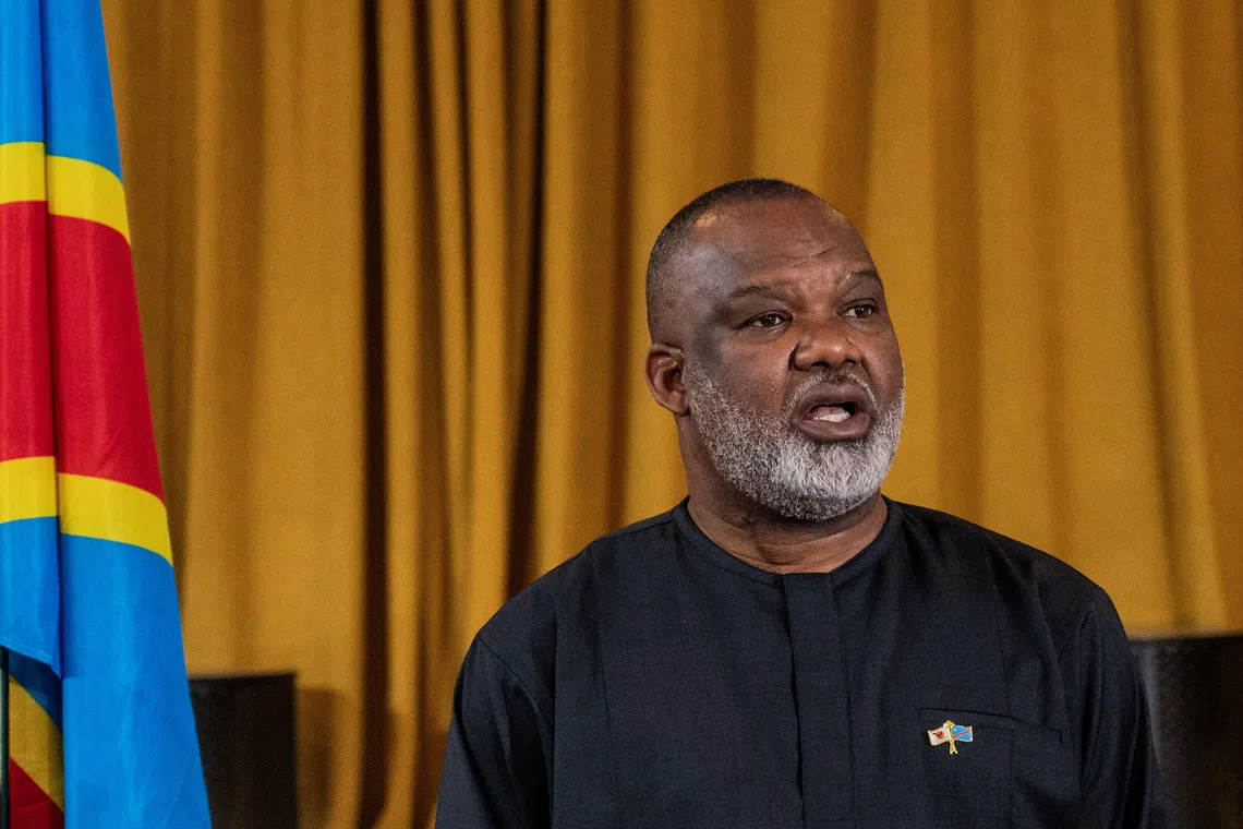 Corneille Nangaa, AFC-M23 coordinator, arrives for a press conference in Goma, North Kivu province, in the east of the Democratic Republic of Congo, September 1, 2025. REUTERS/Stringer