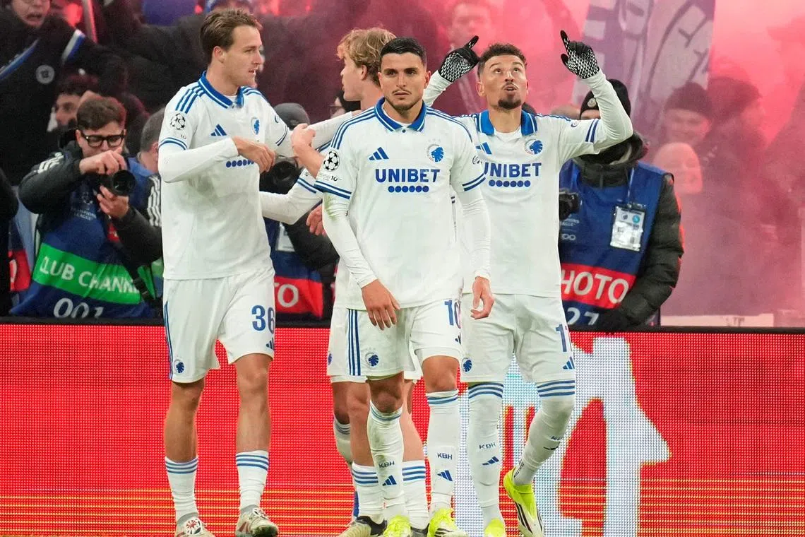 Soccer Football - FC Copenhagen v Napoli - Parken, Copenhagen, Denmark - January 20, 2026 FC Copenhagen's Jordan Larsson celebrates scoring their first goal Liselotte Sabroe/Ritzau Scanpix via REUTERS