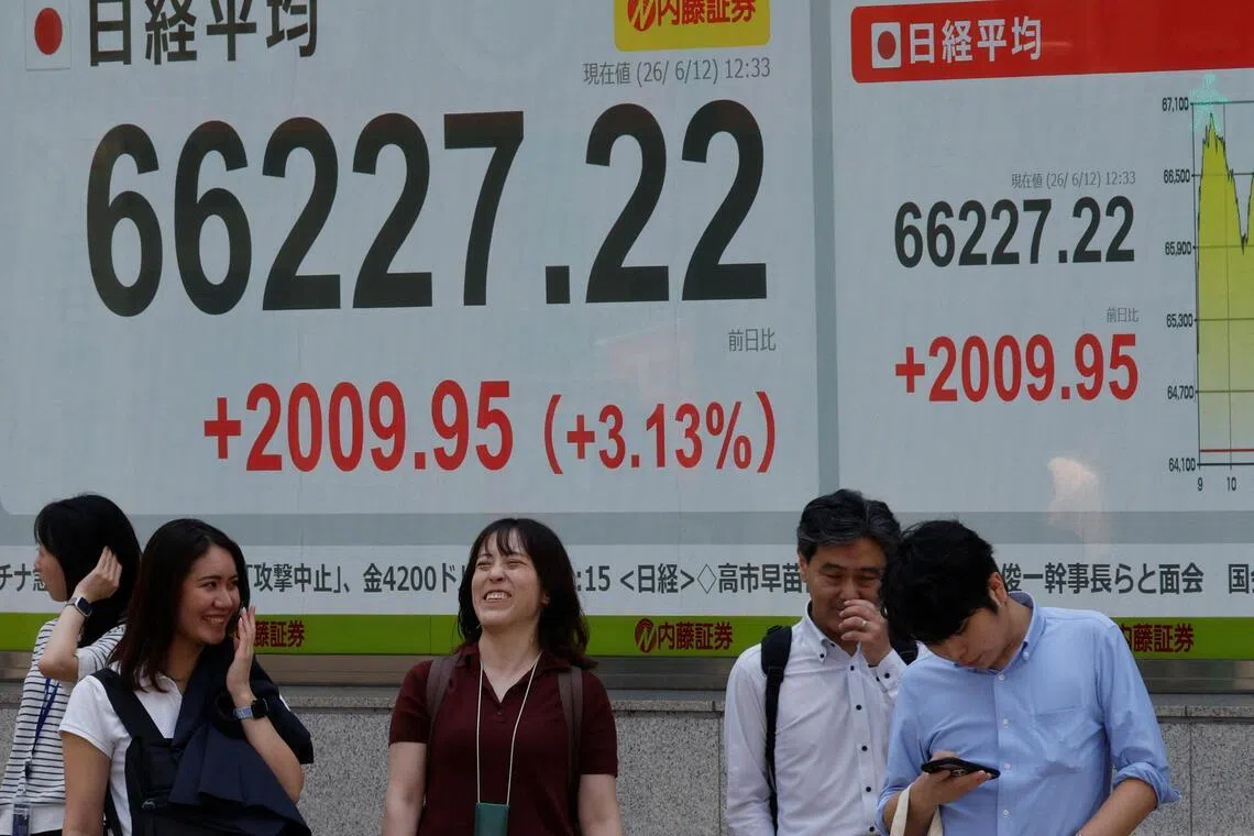 Japan’s Nikkei share index soared 4.4 per cent as at 8.35am Singapore time, while Australia’s S&P/ASX 200 rose 1.3 per cent. 