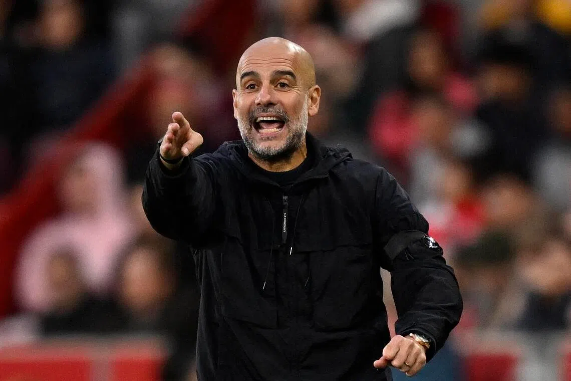 Manchester City manager Pep Guardiola reacts 