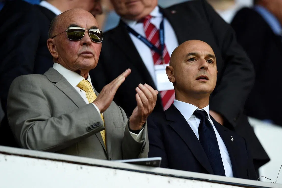 Tottenham Hotspur owner Joe Lewis (left) and chairman Daniel Levy in the stands during a match.