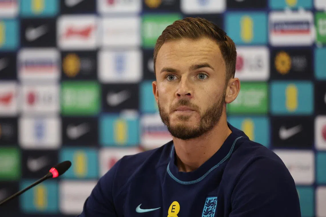 England's James Maddison during the 2022 FIFA World Cup press conference on Nov 16 in Qatar.
