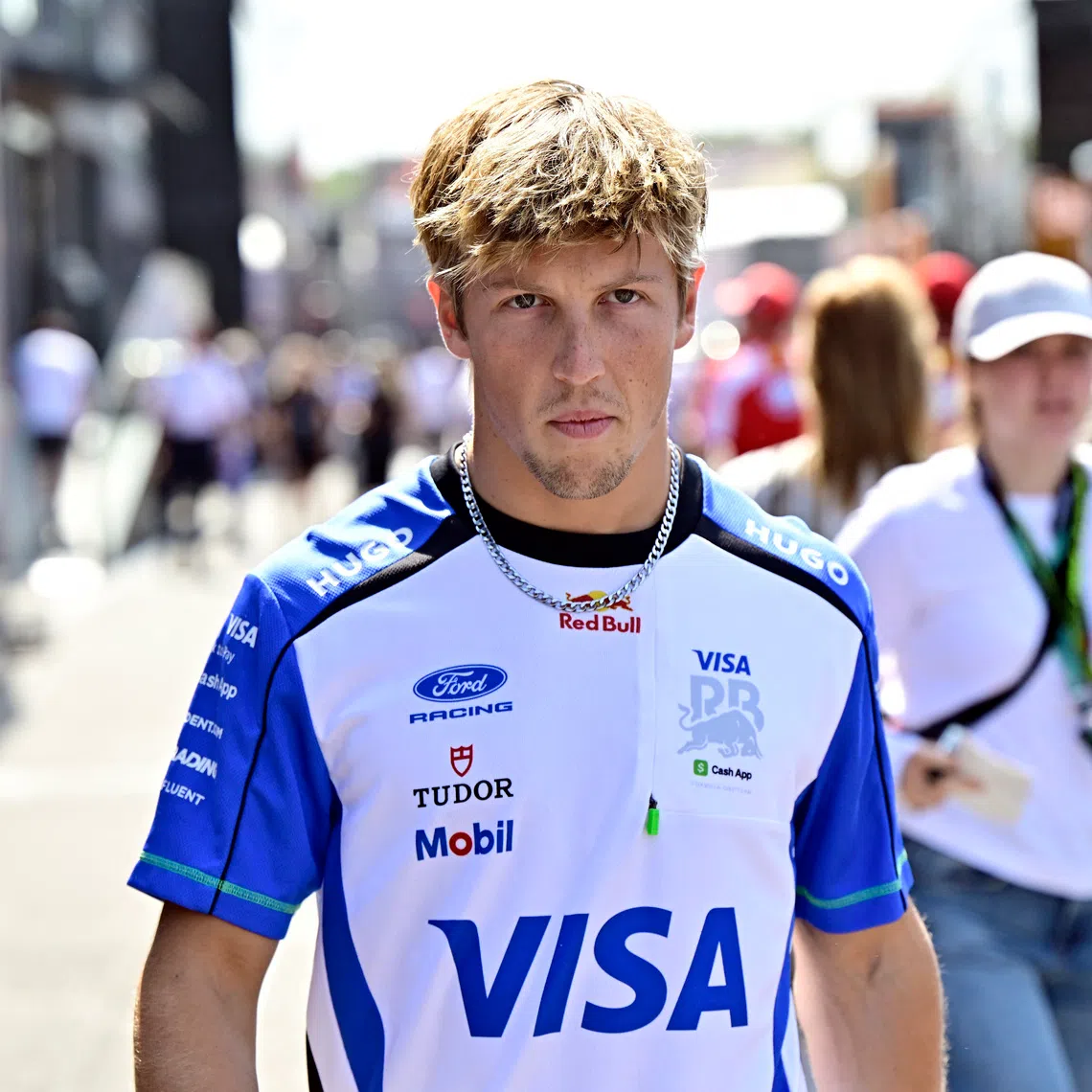 Racing Bulls’ Liam Lawson arrives ahead of the Dutch Grand Prix this weekend.