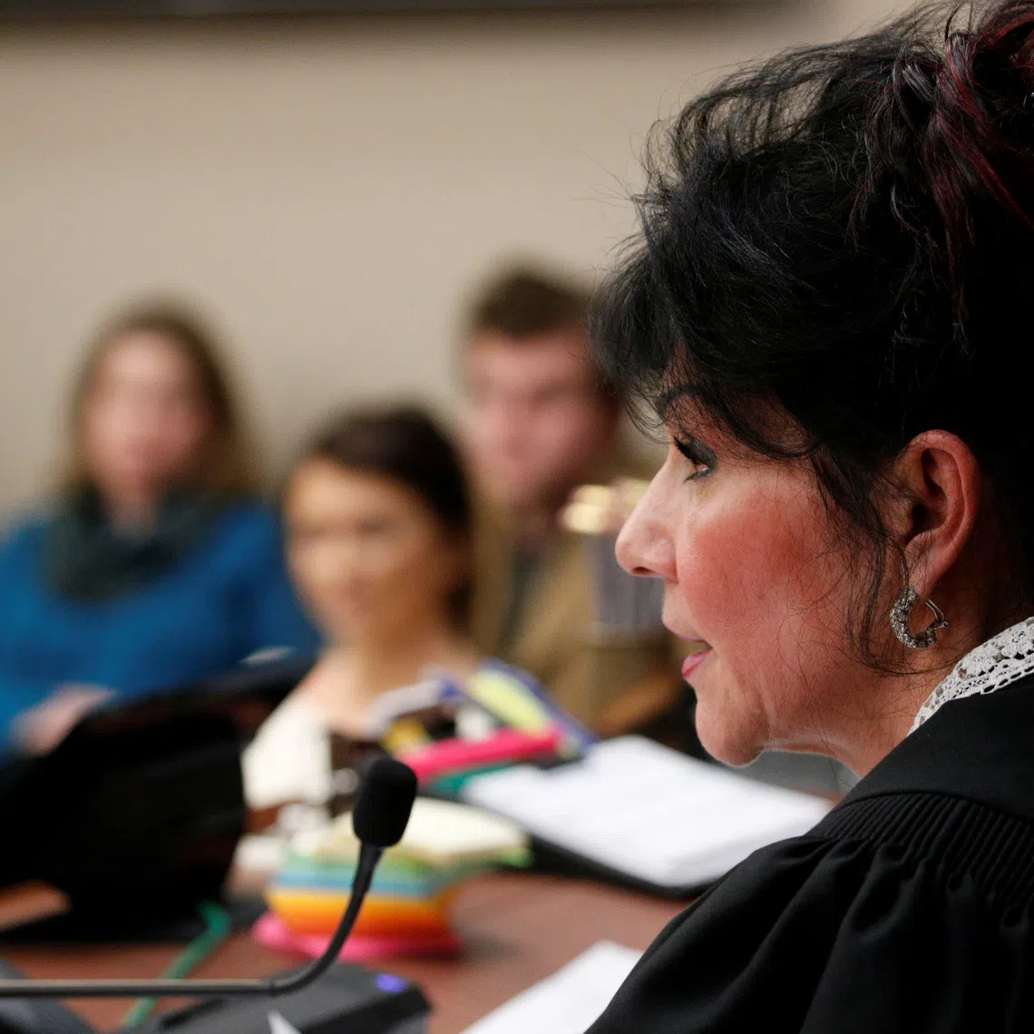 Judge Rosemarie Aquilina sentencing Larry Nassar in Lansing, Michigan in January 2018.