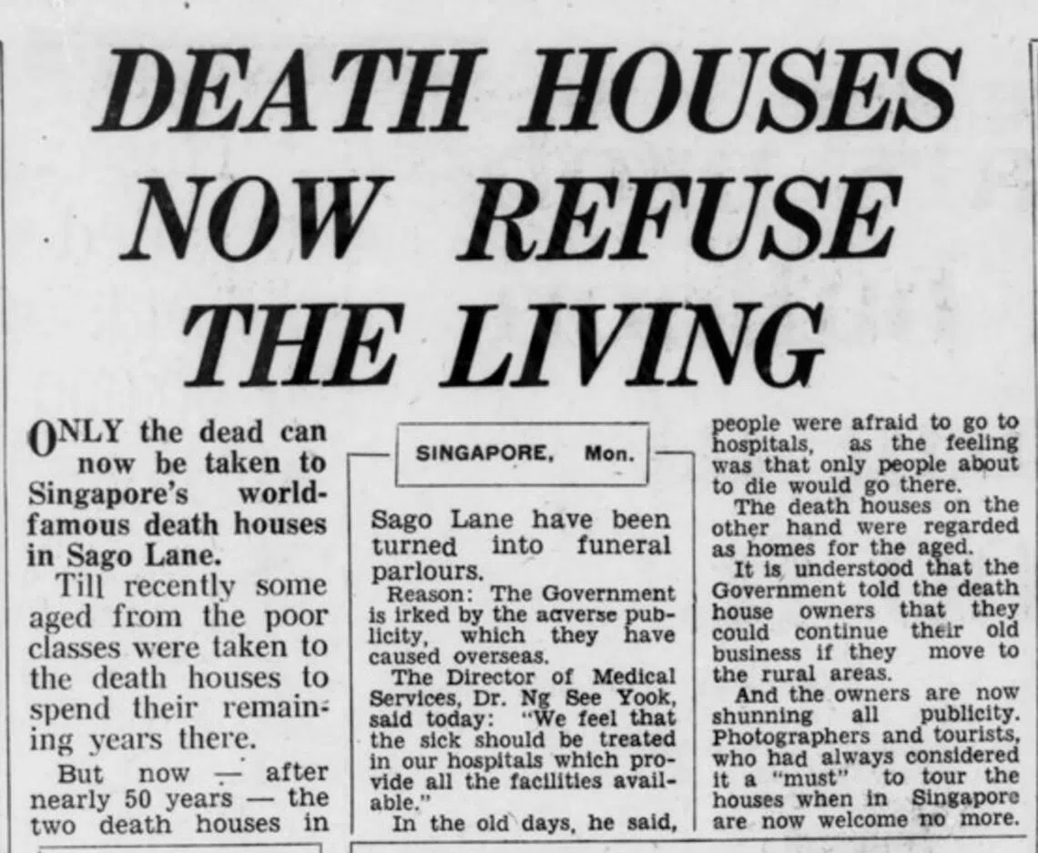 A 1962 article by The Straits Times on the end of the Sago Lane Death Houses.
