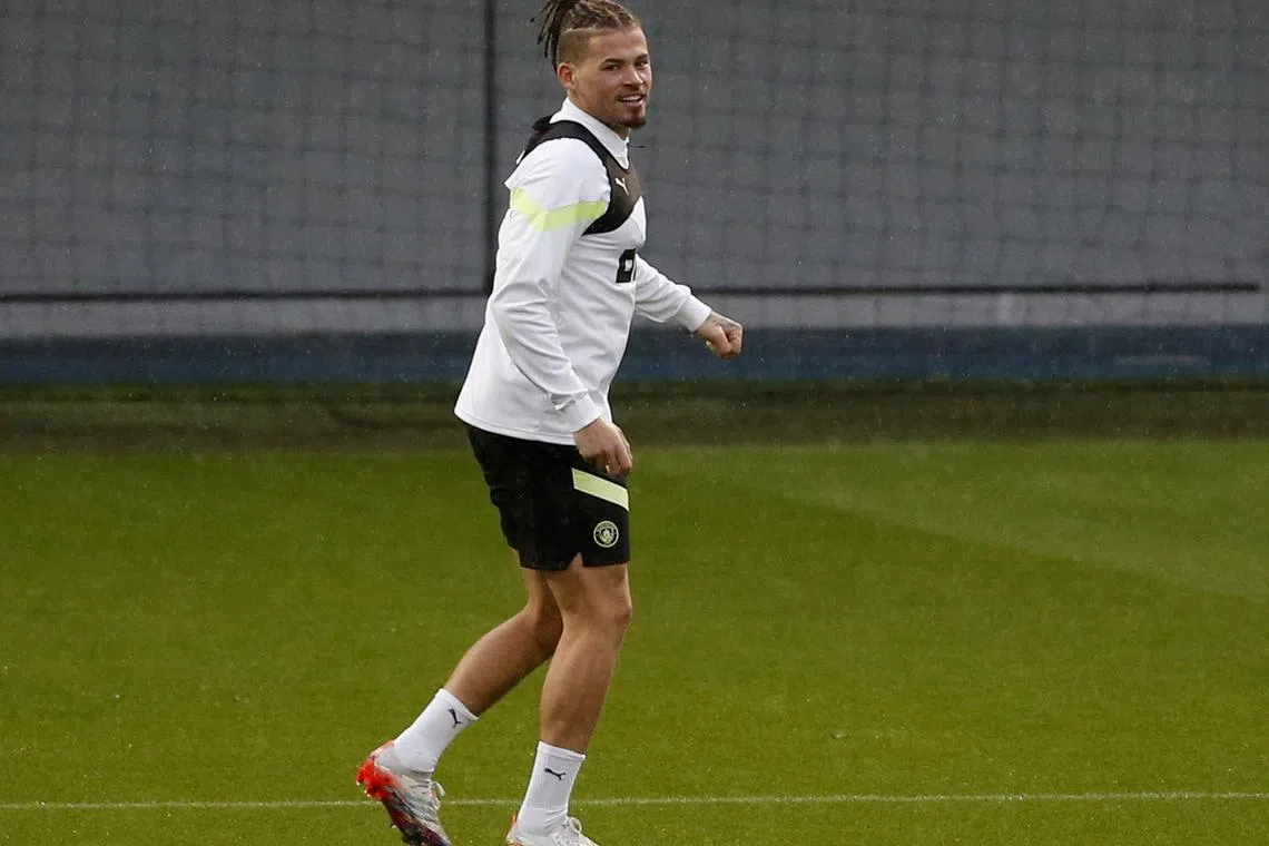 Kalvin Phillips back in training for Manchester City.