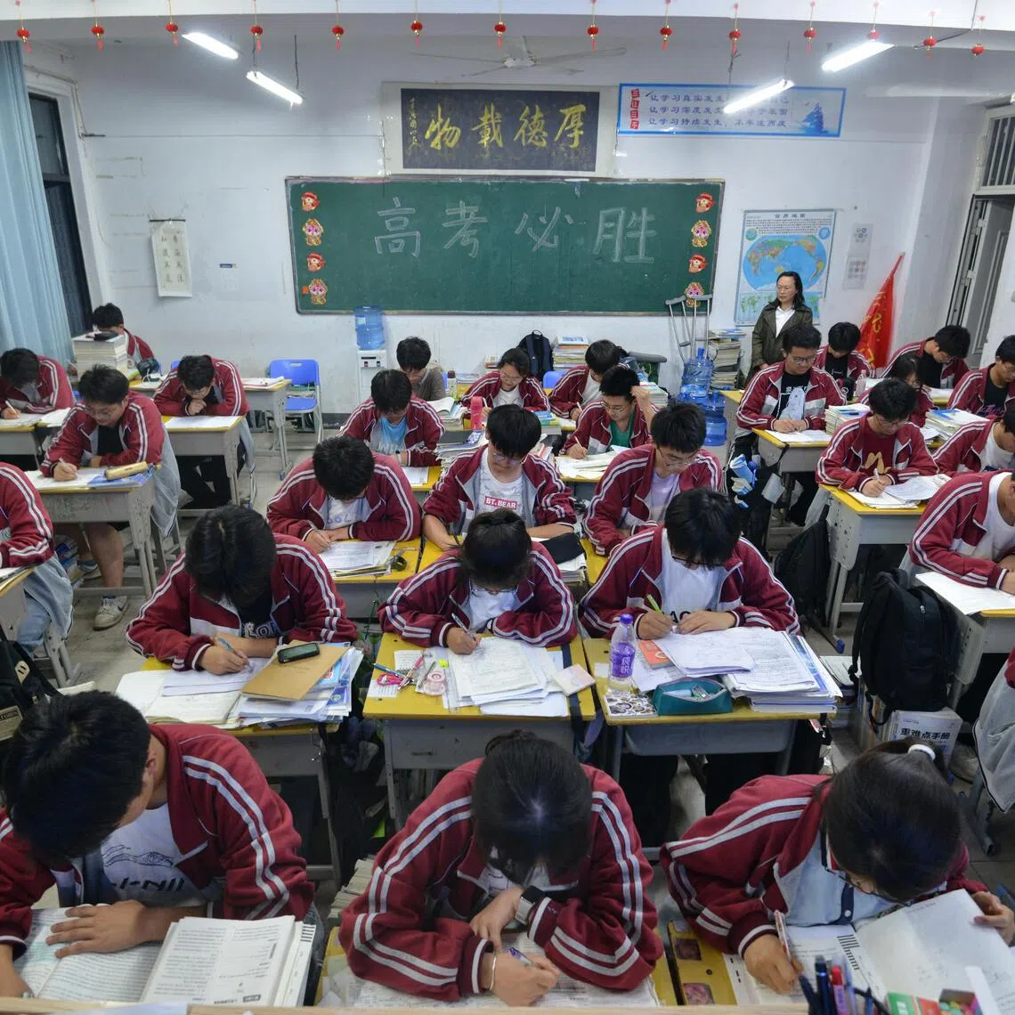 High school students preparing for the gaokao, China's national university entrance examination, in Fuyang.