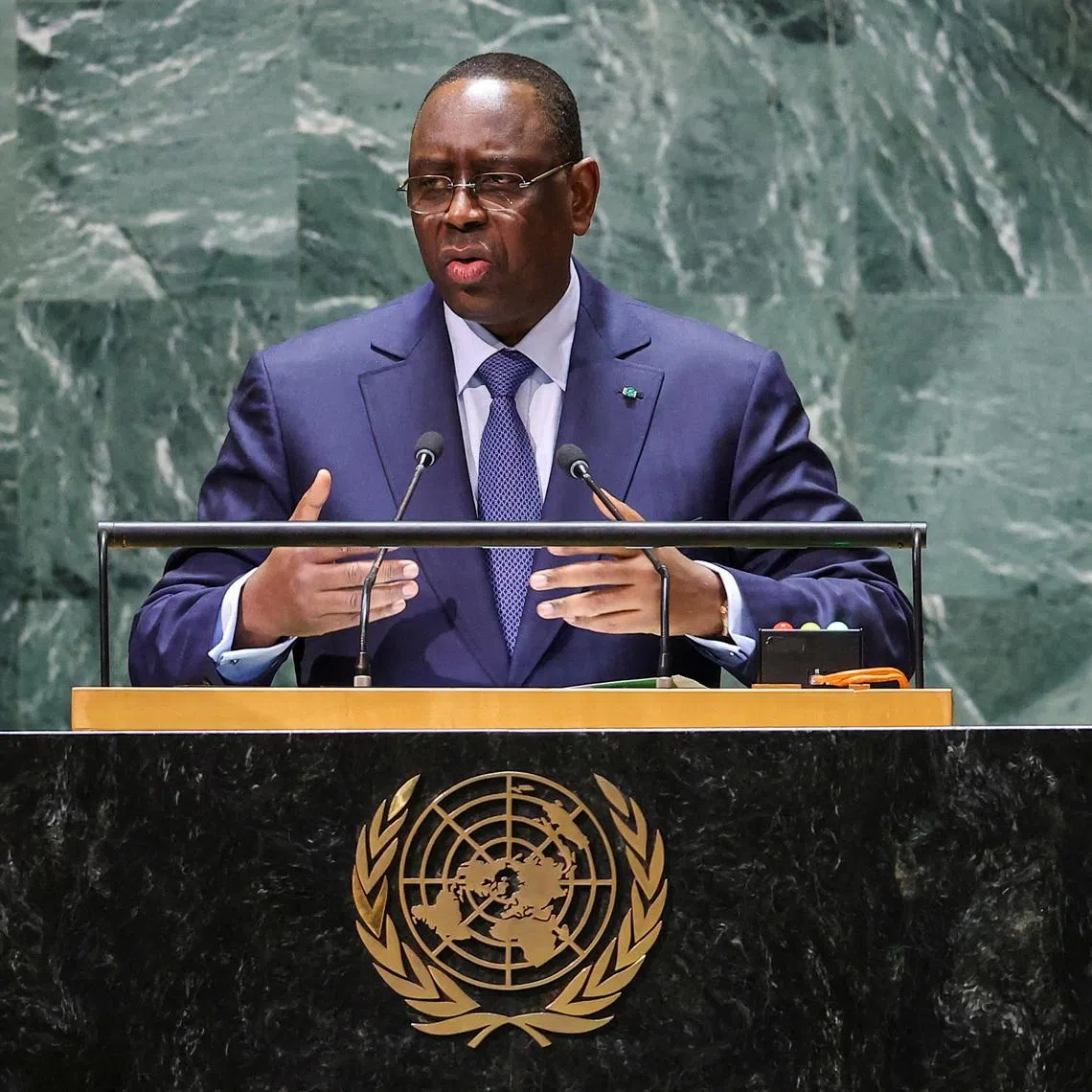 FILE PHOTO: Senegal's President Macky Sall addresses the 78th Session of the U.N. General Assembly in New York City, U.S., September 19, 2023.  REUTERS/Eduardo Munoz/File Photo