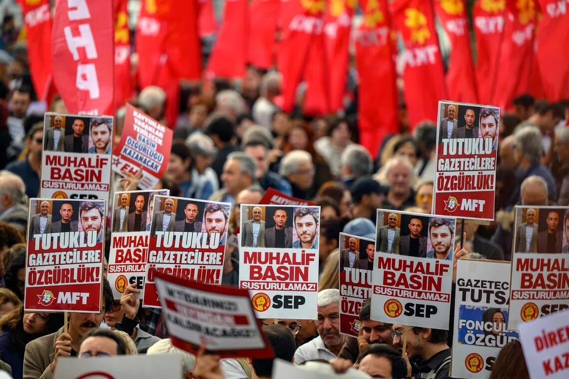 Protesters during a rally against mounting pressure on independent journalism on Oct 24.