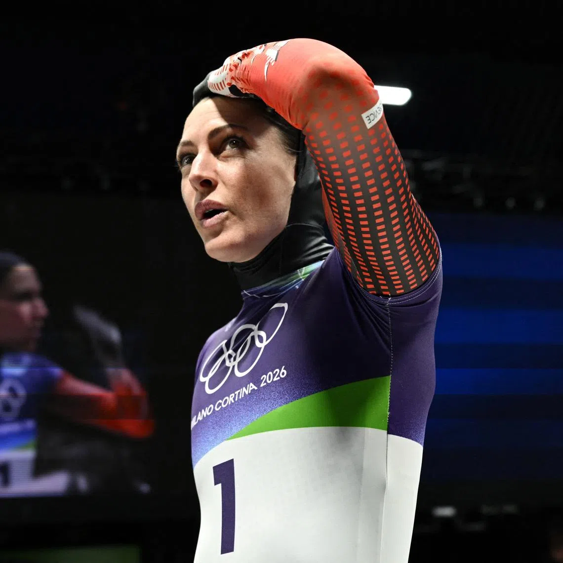 Milano Cortina 2026 Olympics - Skeleton - Women Heat 2 - Cortina Sliding Centre, Cortina d'Ampezzo, Italy - February 13, 2026. Janine Flock of Austria reacts REUTERS/Annegret Hilse