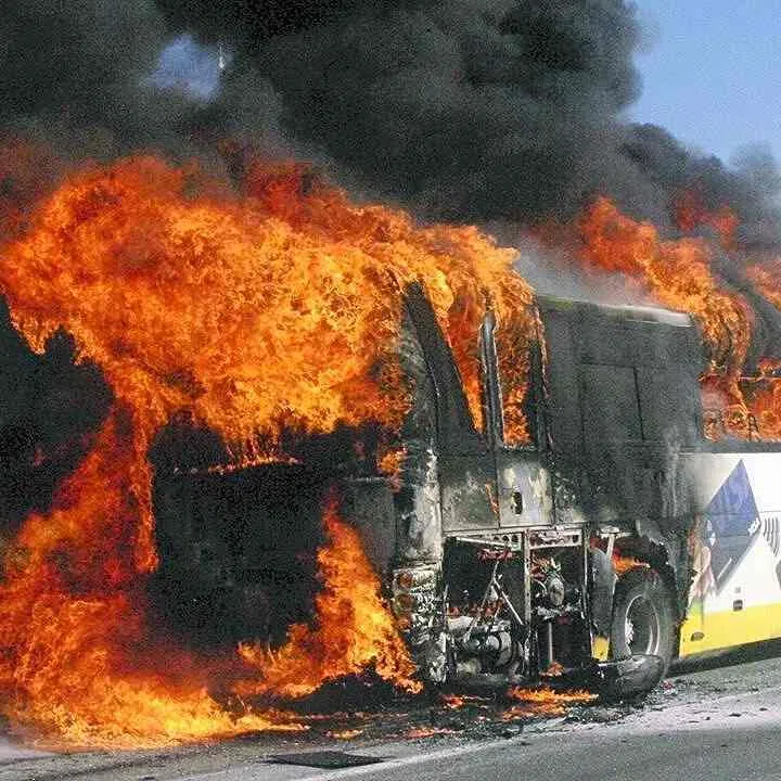 The driver and approximately 40 passengers evacuated safely, according to the Hokkaido Police Highway Patrol.