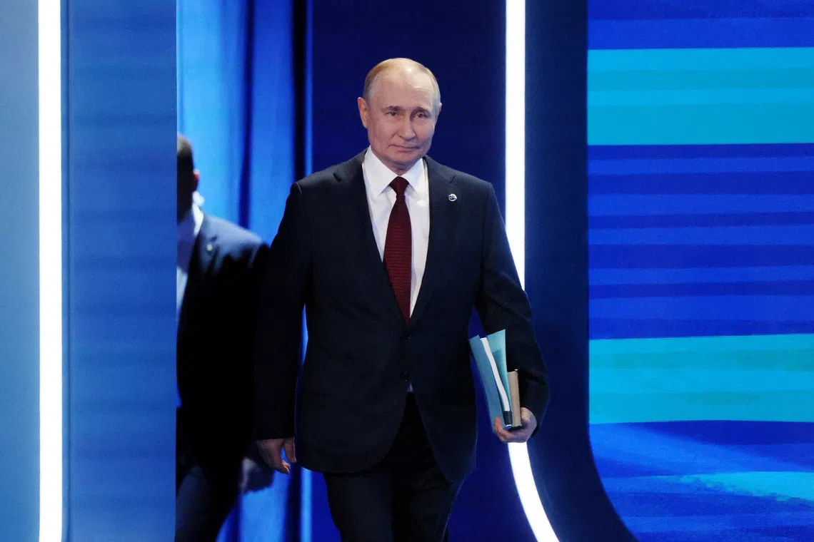 Russia's President Vladimir Putin attends an annual meeting of the Valdai Discussion Club international conference in Sochi, Russia, October 2, 2025. Sputnik/Mikhail Metzel/Pool via REUTERS
