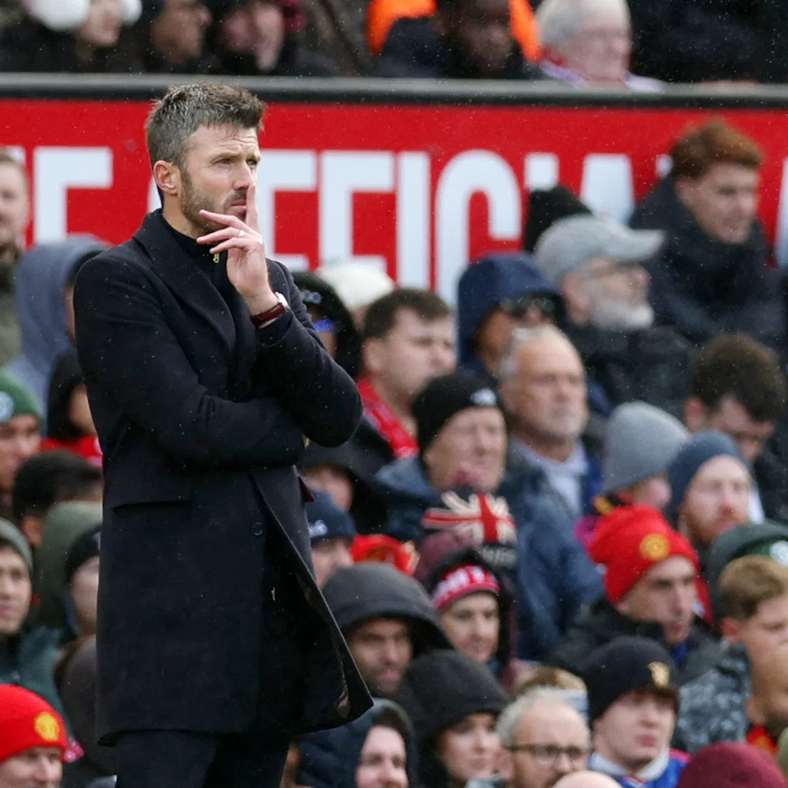 Soccer Football - Premier League - Manchester United v AFC Bournemouth - Old Trafford, Manchester, Britain - October 25, 2026 Manchester United manager Michael Carrick reacts REUTERS/Chris Radburn